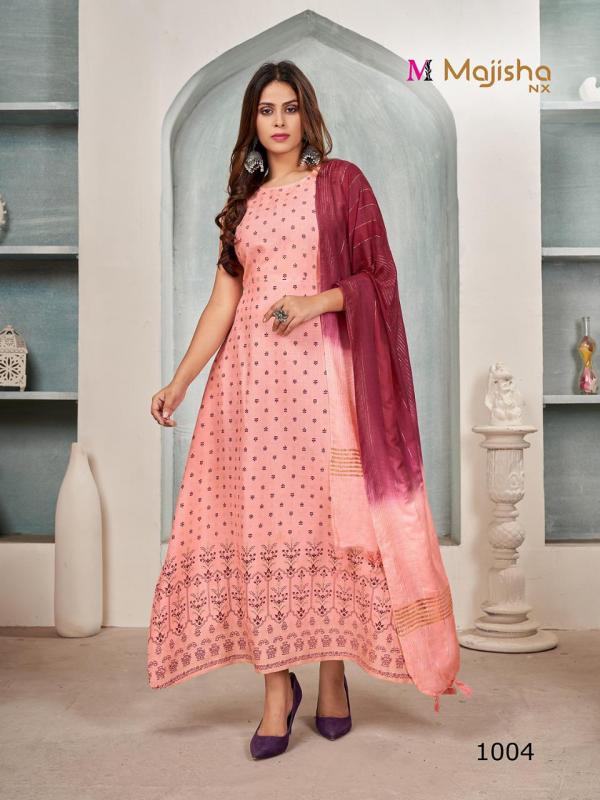 Majisha Nx Maharani 1 Rayon With Foil Print Kurti With Dupatta Collection 